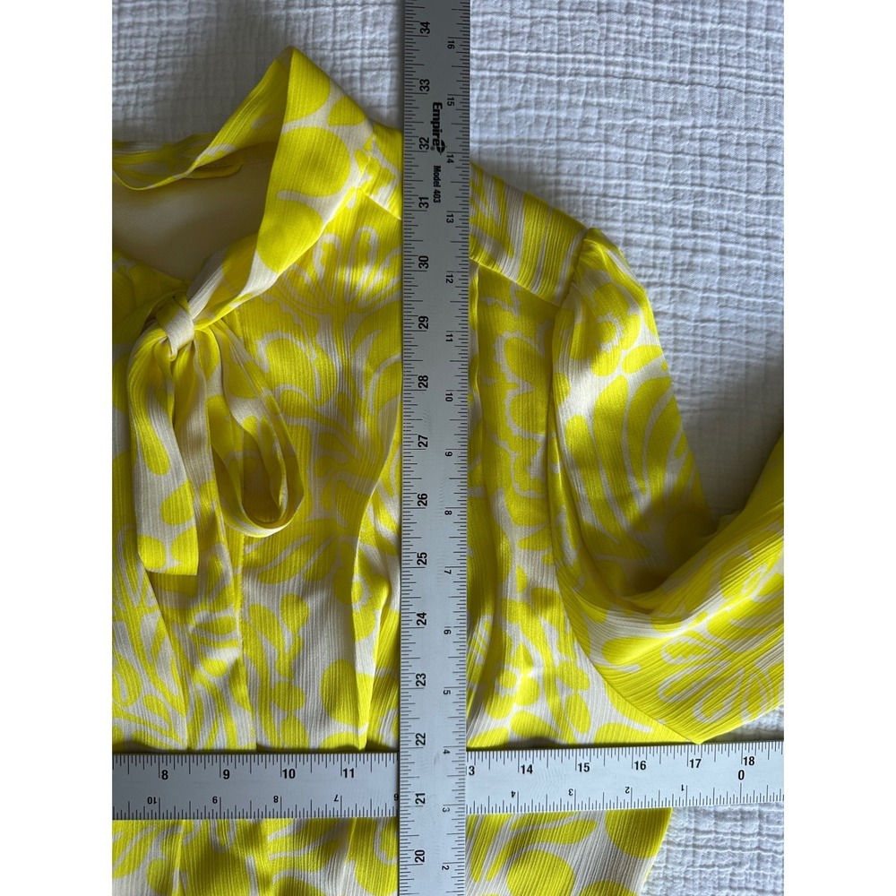 Alexis Neela Yellow Floral Tie Neck Poet Sleeve Ruffle Mini Dress Small S - Picture 5 of 7